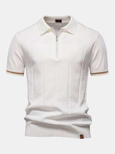 Grayson | Contrast Trim Zipper Knit Polo Shirt