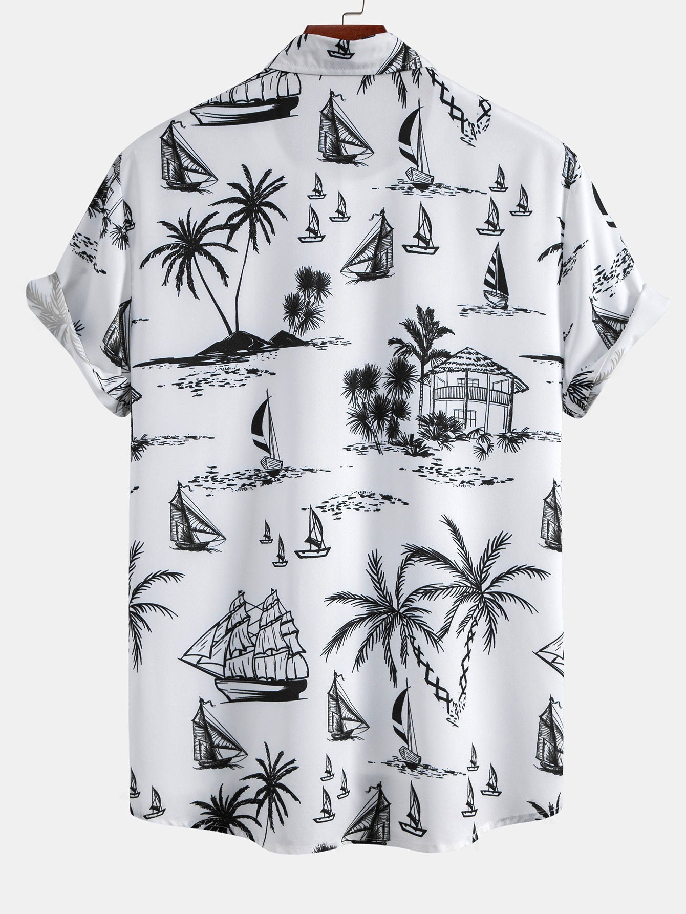 Devon® | Island Sailing Print Button Up Shirt
