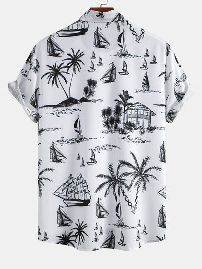 Bryan® | Island Sailing Print Button Up Shirt & Swim Shorts