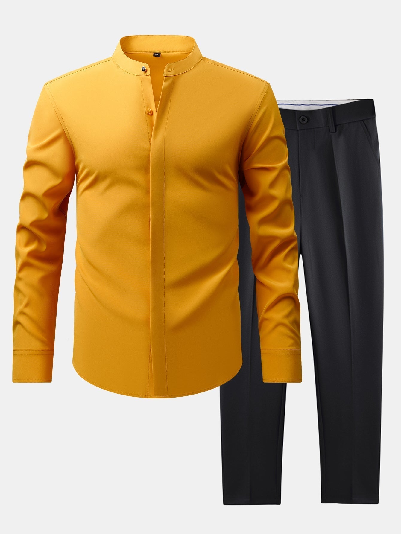 hola HIGH NECK SHIRT & SLIM FIT FLARED LEG PANTS