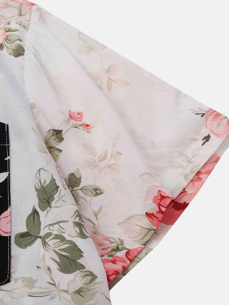 Tobias® | Two Tone Floral Print Shirt