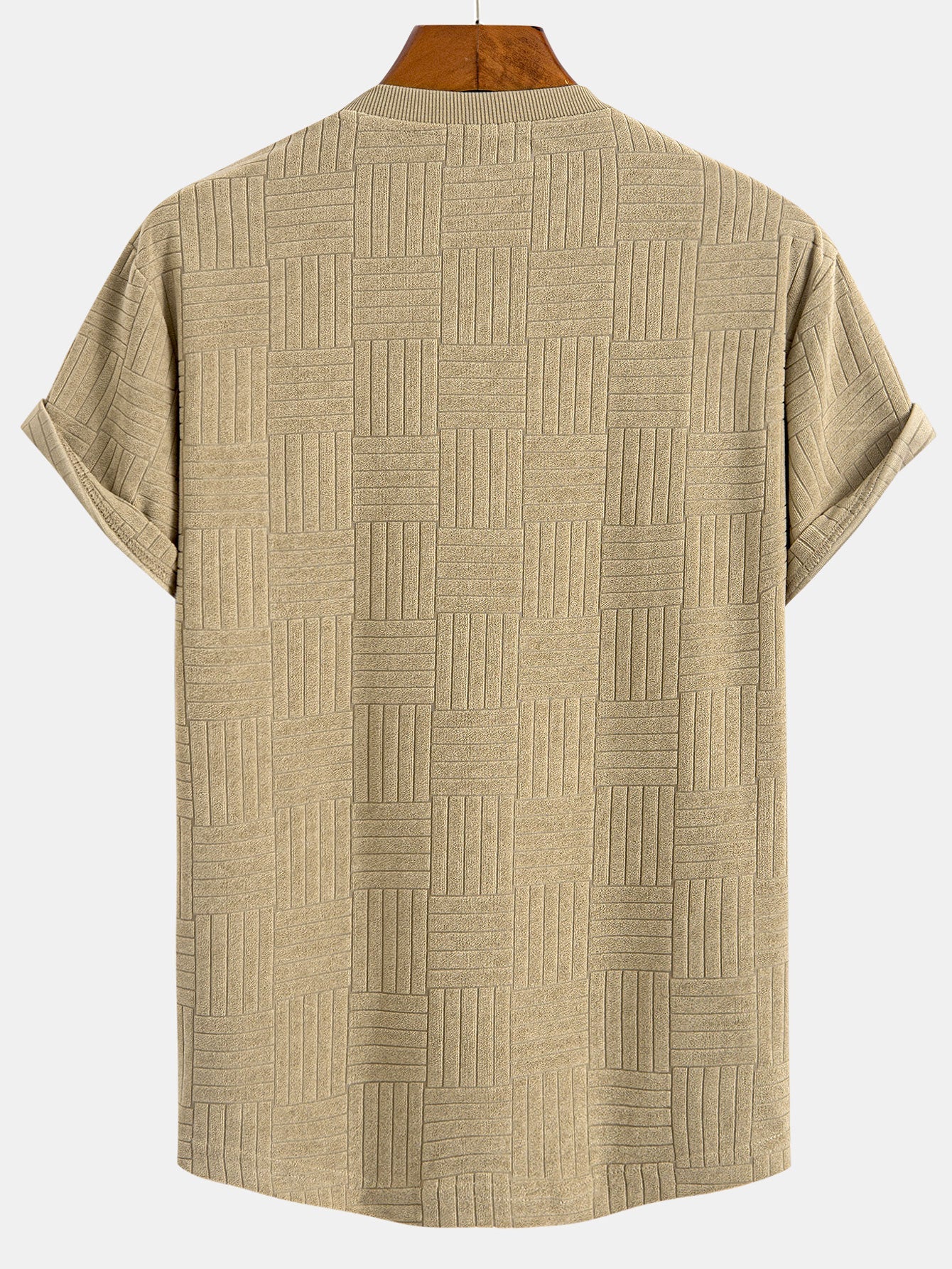 Edilberto® | Striped Towelling Texture Arc Hem T-Shirt & Shorts