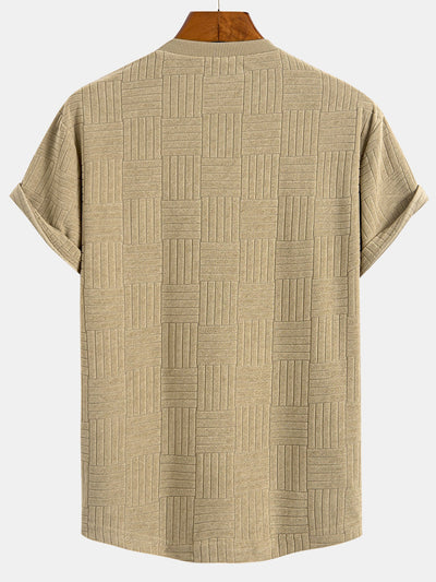 Edilberto® | Striped Towelling Texture Arc Hem T-Shirt & Shorts