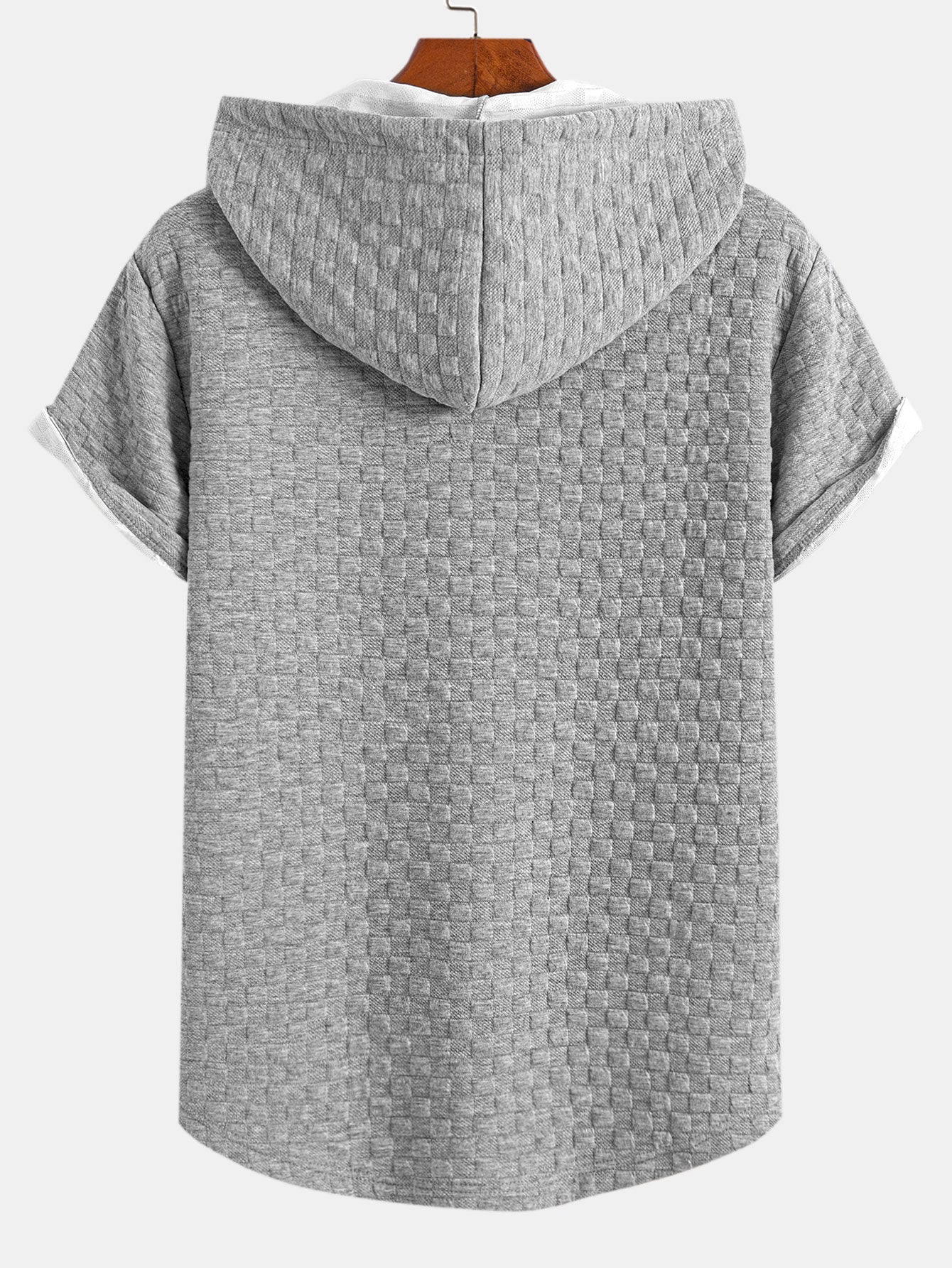 Carl® | Checkerboard Jacquard Arc Hem Hooded T-Shirt & Checkerboard Jacquard Shorts