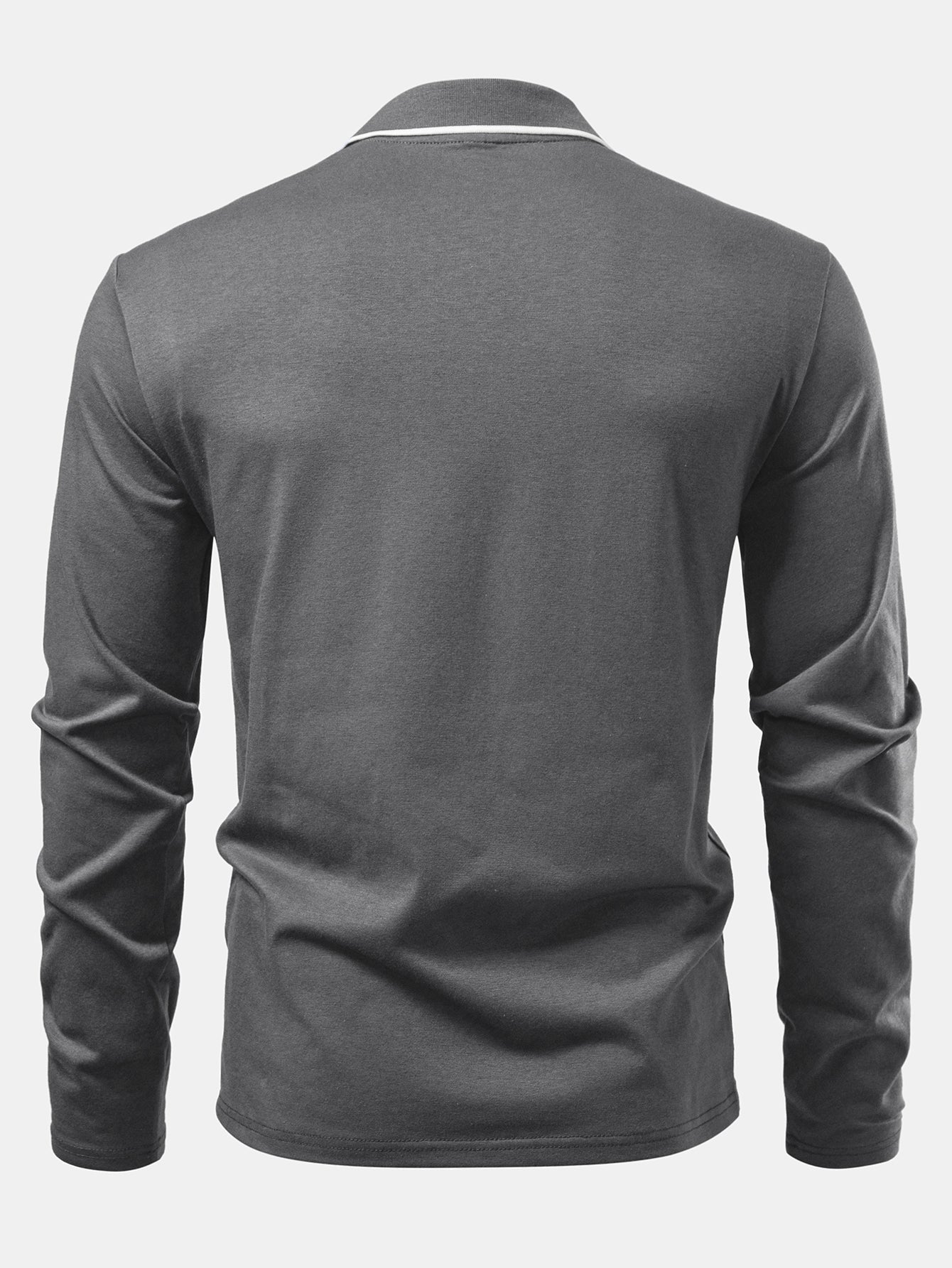 Mason | Long Sleeved Contrast Polo Shirt With Pocket