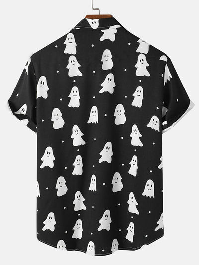 Alviss® | Halloween Cute Ghost Print Button Up Shirt