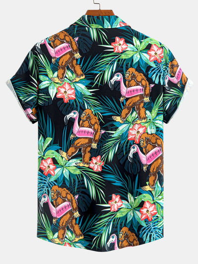 Knox® | Tropical Flamingo Bigfoot Print Button Up Shirt