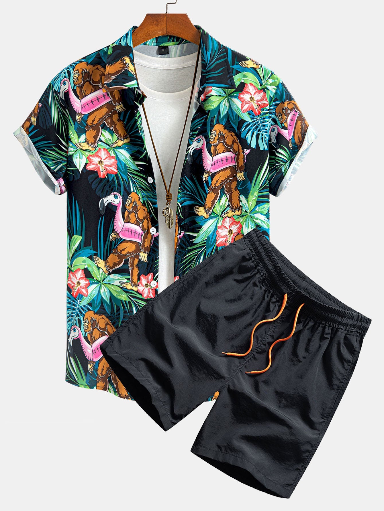Levi® | Tropical Flamingo Bigfoot Print Button Up Shirt & Swim Shorts