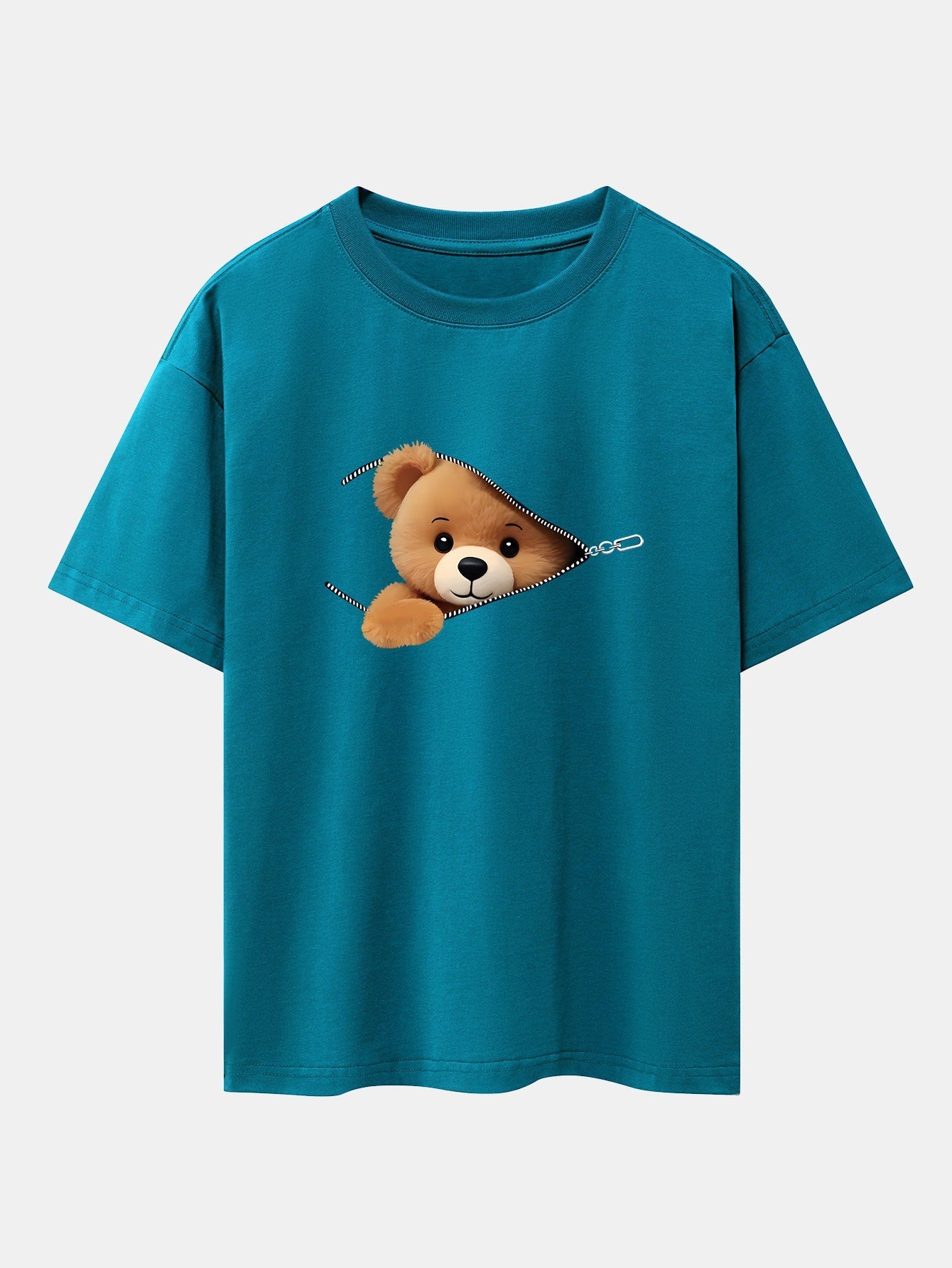 Gumersindo® | Zipper Bear Print Drop Shoulder Oversize T-Shirt