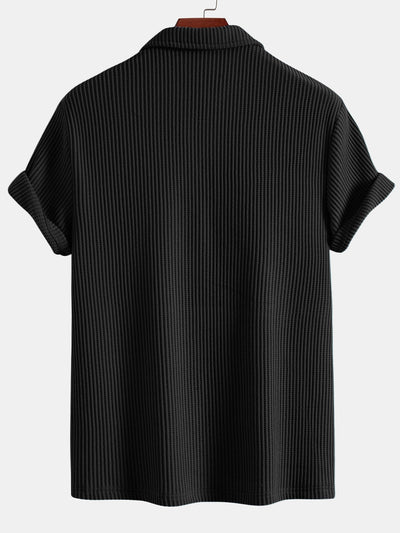 Eli | Short Sleeved Waffle V-neck Polo