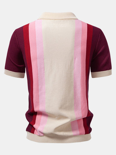 Michael | Striped Knitted Polo Shirt