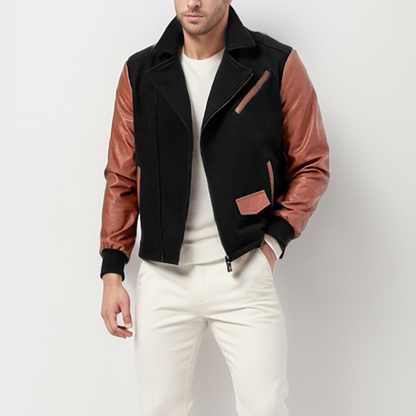 Claudio® | Bravon Leather-Wool Bomber Jacket