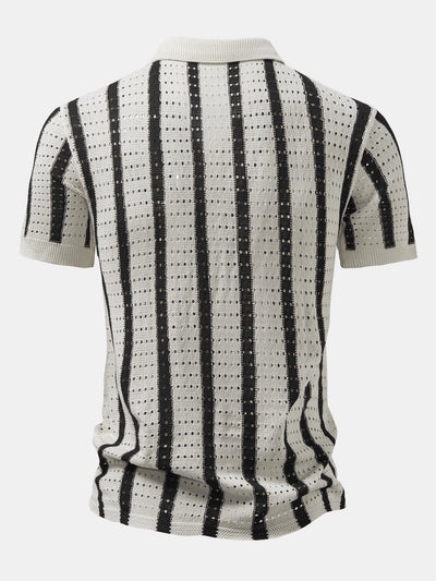 hola STRIPED SHIRT WITH MESH EYELET