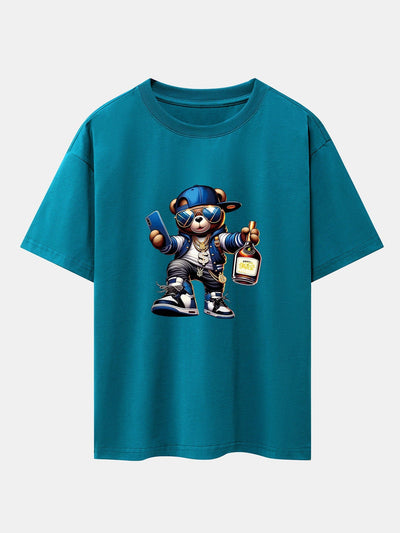 Melquíades® | Hip Hop Bear Print Drop Shoulder Oversize T-Shirt