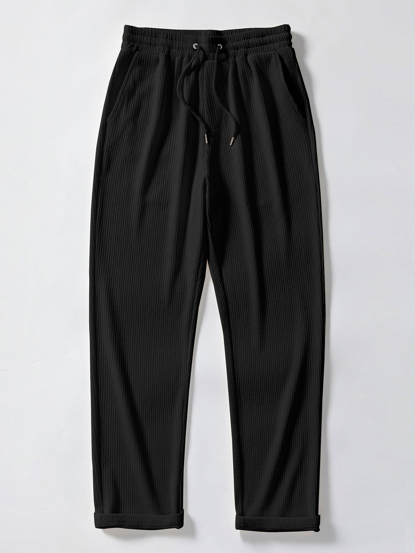 Truman® | Two Tone Muscle Fit Ribbed Stand Collar Shirt & Straight Leg Ribbed Pants