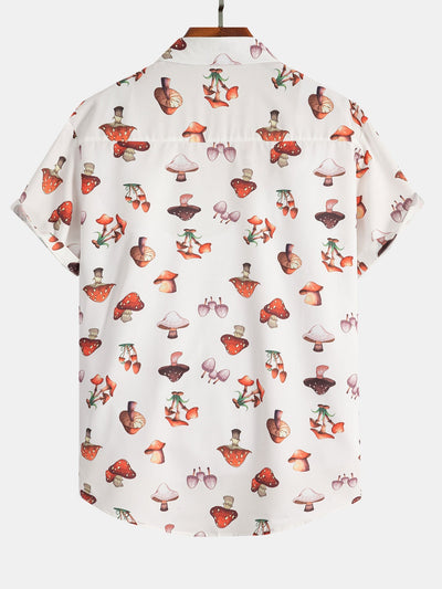 Artemis® | Mushroom Print Button Up Shirt