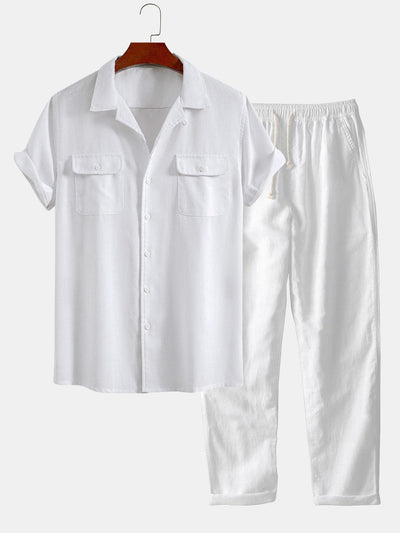 Cuno® | Linen Cuban Shirt With Pockets & Straight Leg Linen Pants