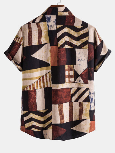 Asen® | Geometry Print Retro Shirt