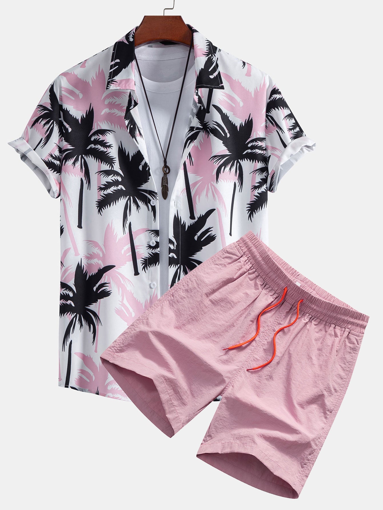Casey® | Palm Tree Print Button Up Shirt & Swim Shorts