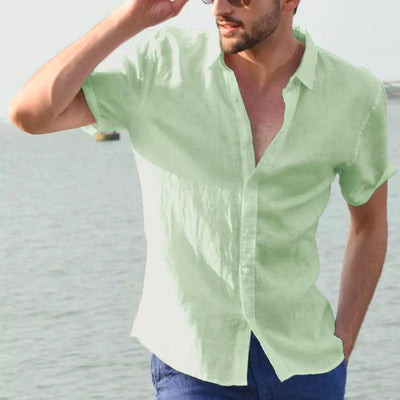Kadar® | Men'S Solid Color Short-Sleeved Shirt With Lapels