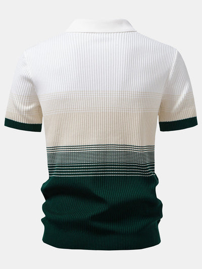 Samuel | Striped Gradient Knitted Polo Shirt