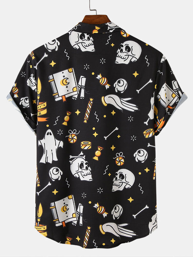 Andres® | Halloween Ghost Skull Print Shirt