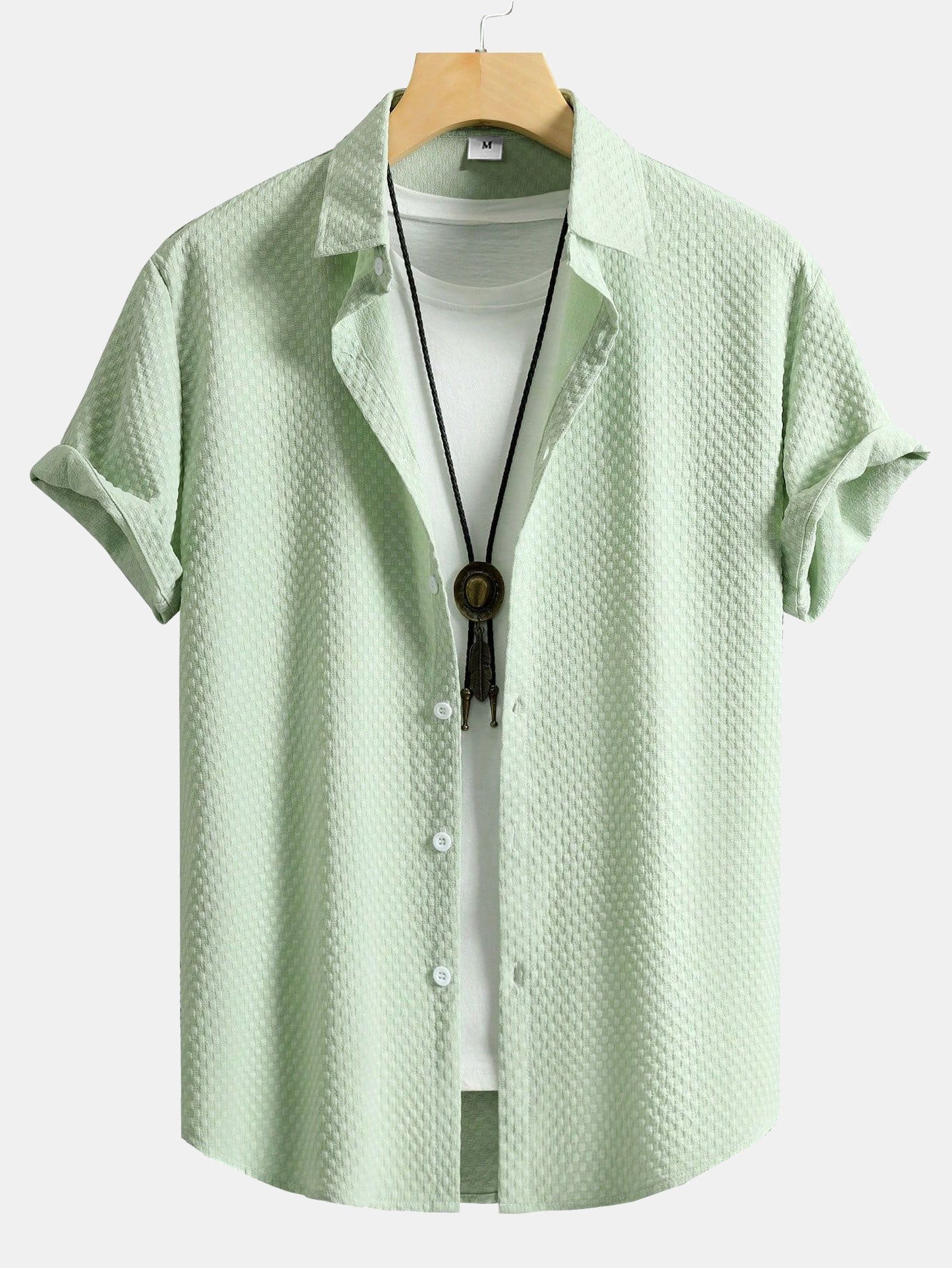 Jason® | Checkerboard Jacquard Button Up Shirt