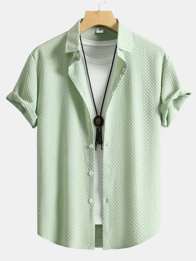 Jason® | Checkerboard Jacquard Button Up Shirt