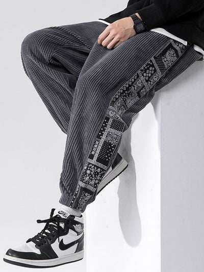 Felipe® | Corduroy Paisley Print Panel Pants