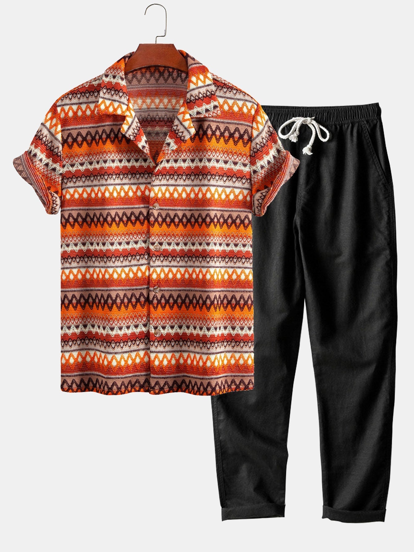 Jorge® | Geometric Cuban Shirt & Straight Leg Linen Pants