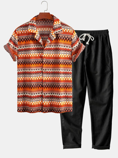 Jorge® | Geometric Cuban Shirt & Straight Leg Linen Pants