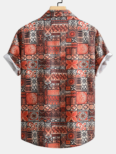 Jorge® | Tile Patchwork Print Button Up Shirt