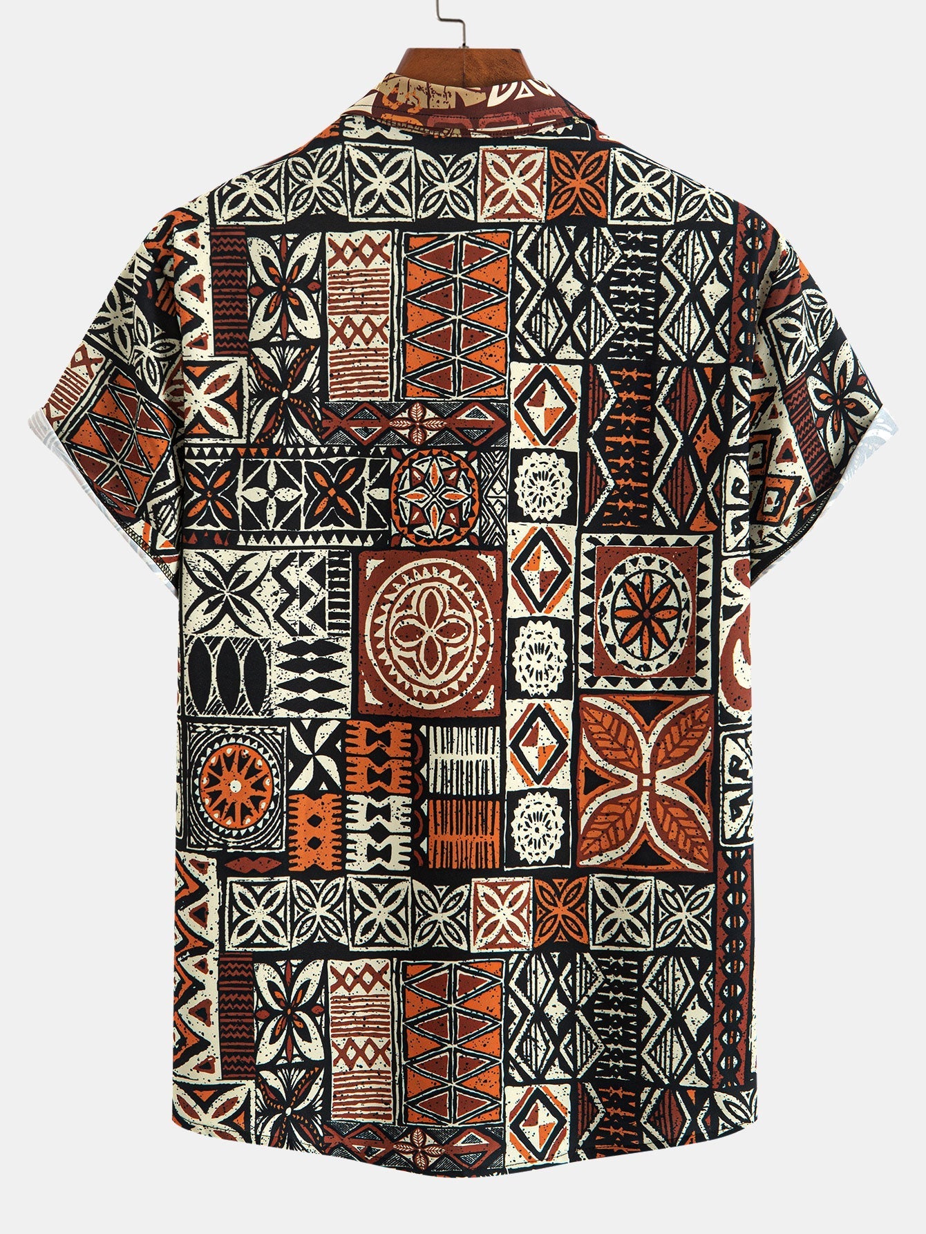 Italo® | Ethnic Geometry Print Button Up Shirt