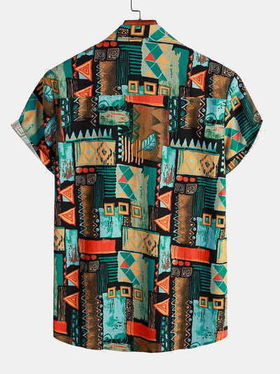 Kristian® | Tribal Geometry Print Button Up Shirt