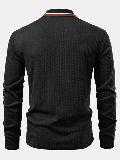 Ludovico® | Long Sleeve Twist Jacquard Polo Shirt