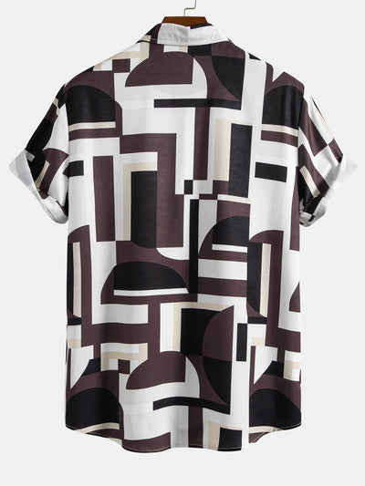 Arsenio® | Geometry Colorblock Print Button Up Shirt
