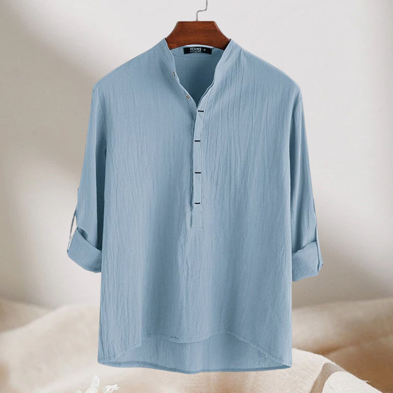 Jovian® | Long-Sleeved Cotton And Linen Shirt For Men