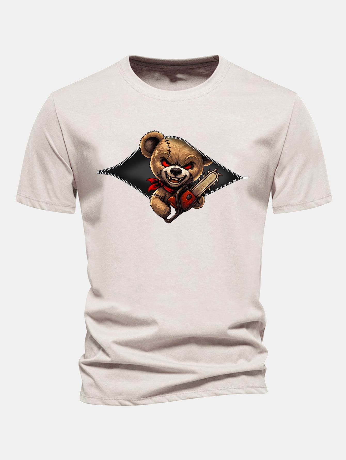 Jabes® | Regular Fit Halloween Zipper Evil Bear Print Cotton T-Shirt