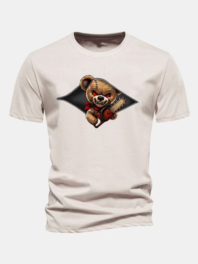 Jabes® | Regular Fit Halloween Zipper Evil Bear Print Cotton T-Shirt