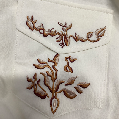 Men's Classic American Western Style Embroidered SliFit Cotn Long Sleeve Shirt