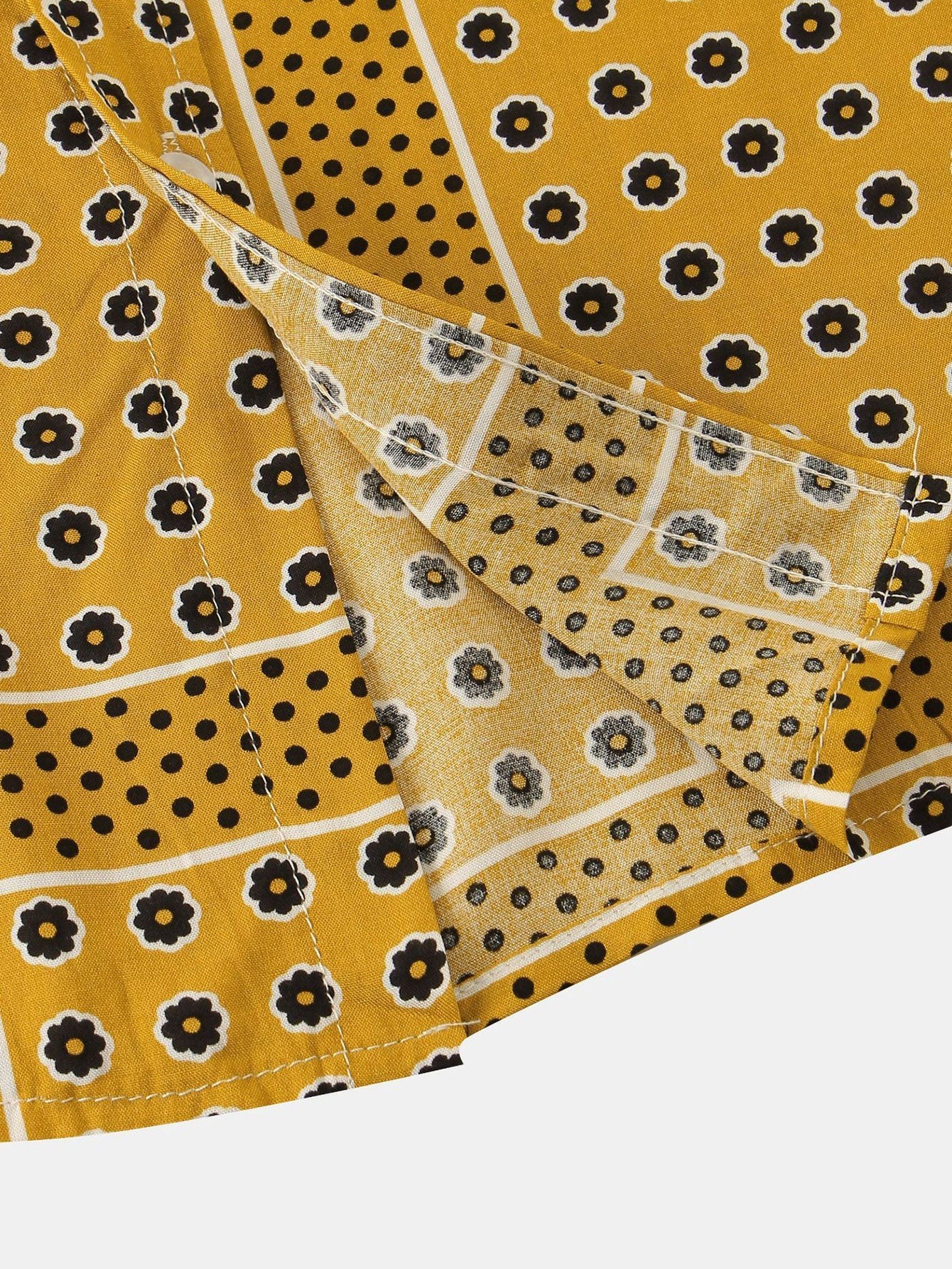 Arsen® | Polka Dot Floral Print Button Up Shirt