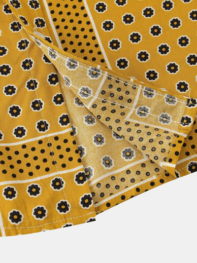 Arsen® | Polka Dot Floral Print Button Up Shirt