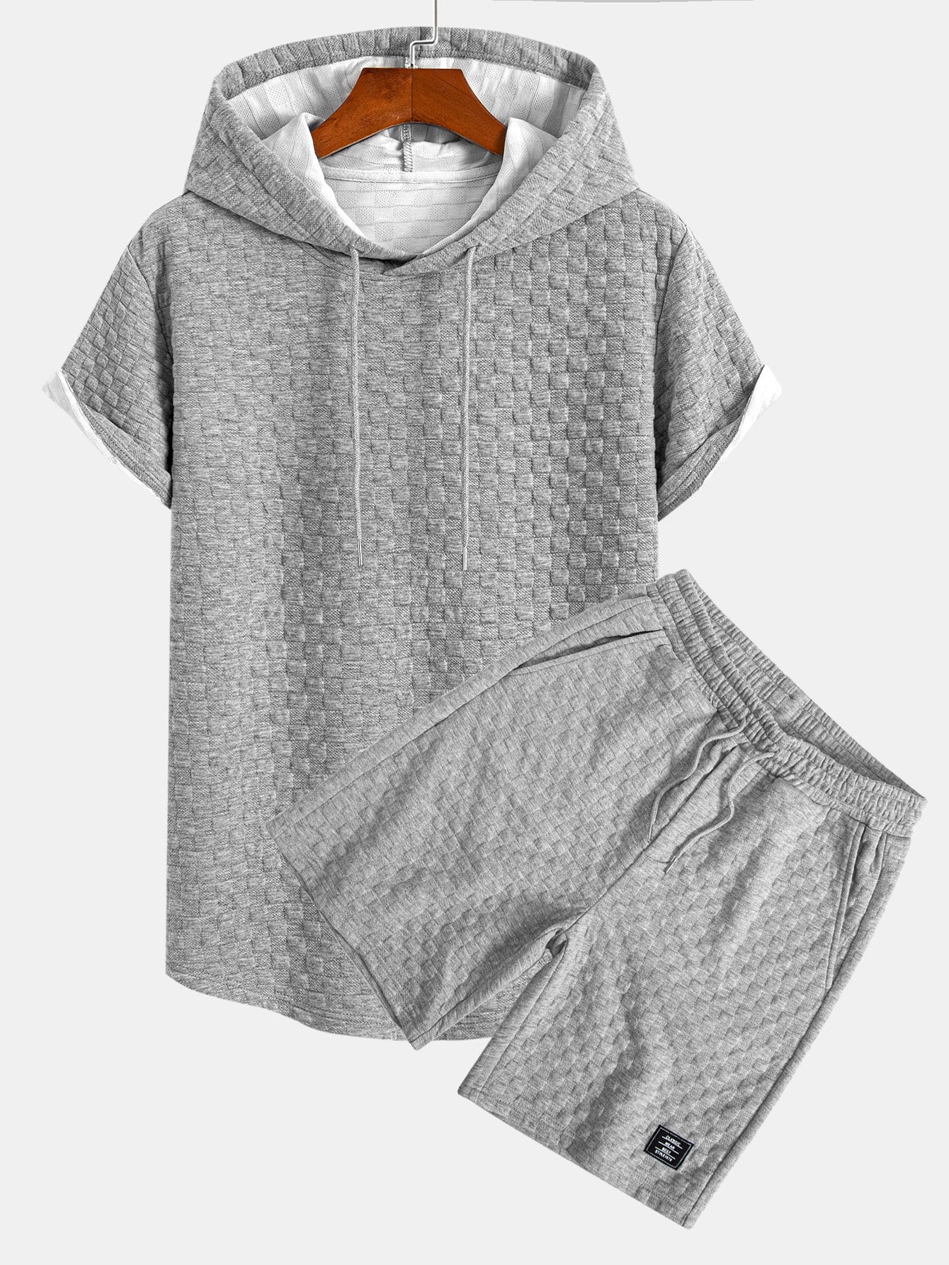 Ralph® | Checkerboard Jacquard Arc Hem Hooded T-Shirt & Checkerboard Jacquard Shorts
