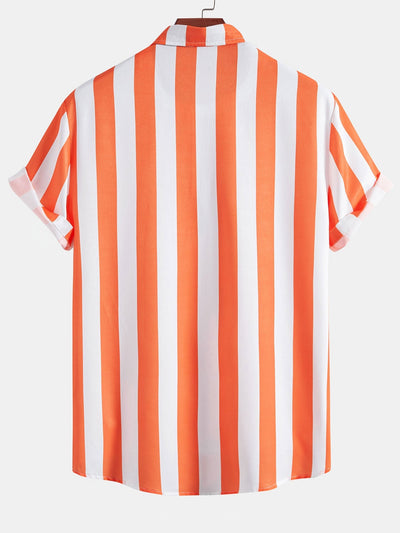 Manasés® | Stripe Print Button Up Shirt