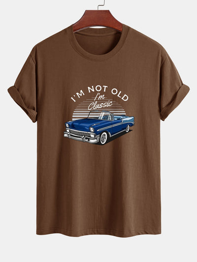 Mencio® | Car Slogan Print Cotton T-Shirt