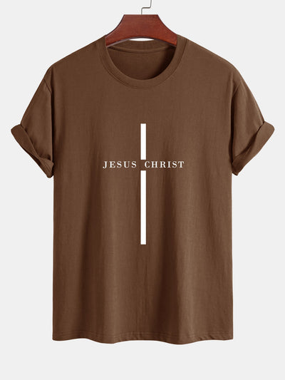 Odón® | Jesus Christ Stripe Print Cotton T-Shirt