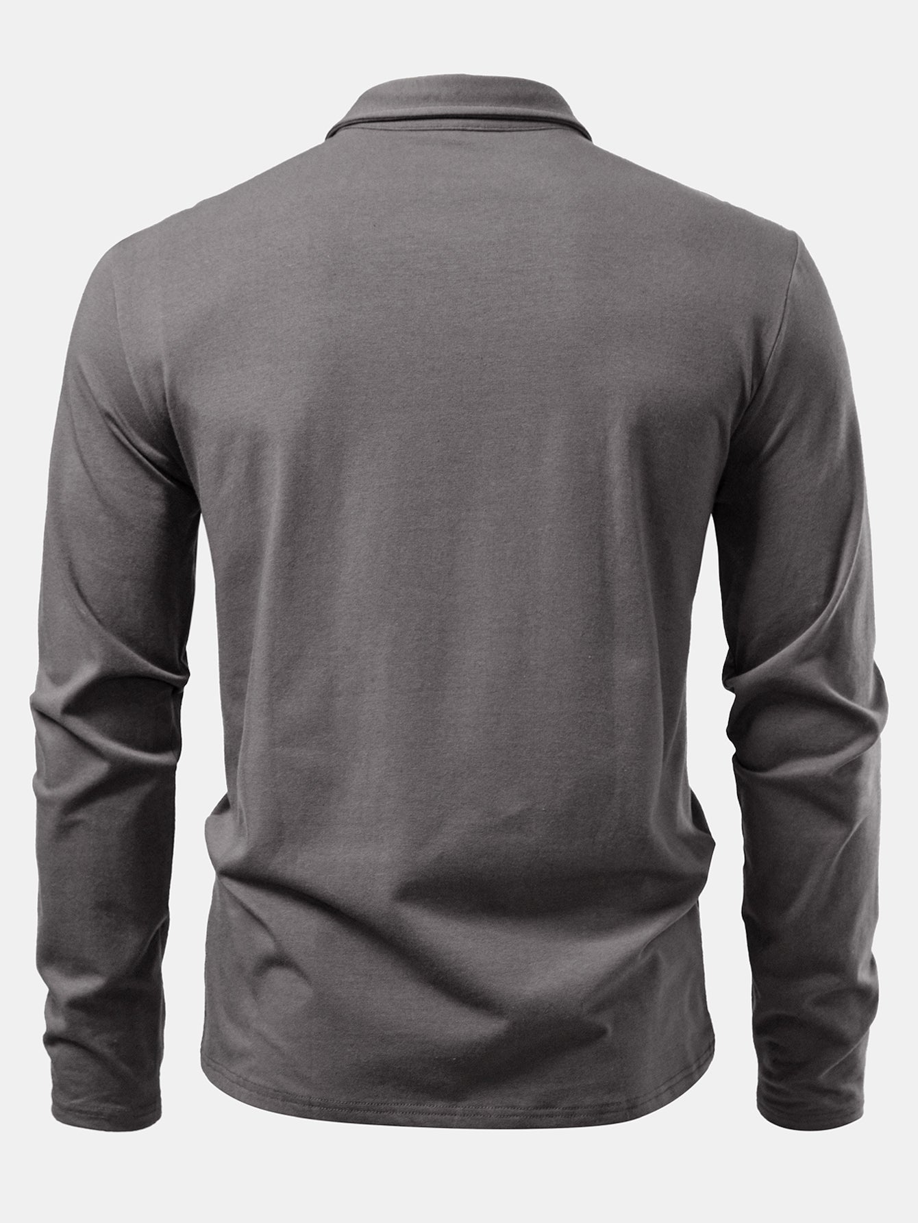 Livio® | Solid Long Sleeve Cotton Polo Shirt