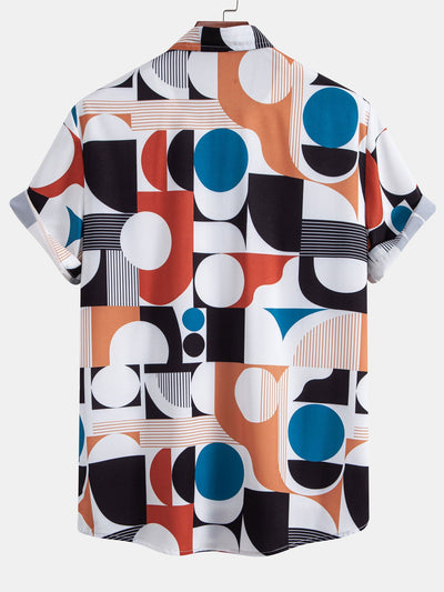 Rodrigo® | Color Block Geometry Print Button Up Shirt & Drawstring Swim Shorts
