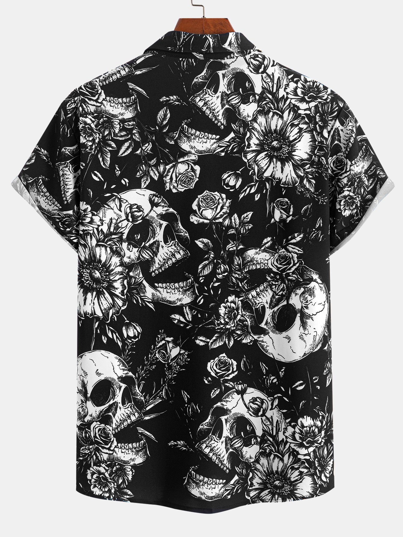 Assuan® | Skull Floral Print Button Up Shirt