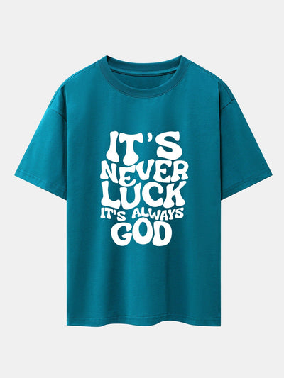 Dolores® | God Slogan Print Drop Shoulder Oversize T-Shirt